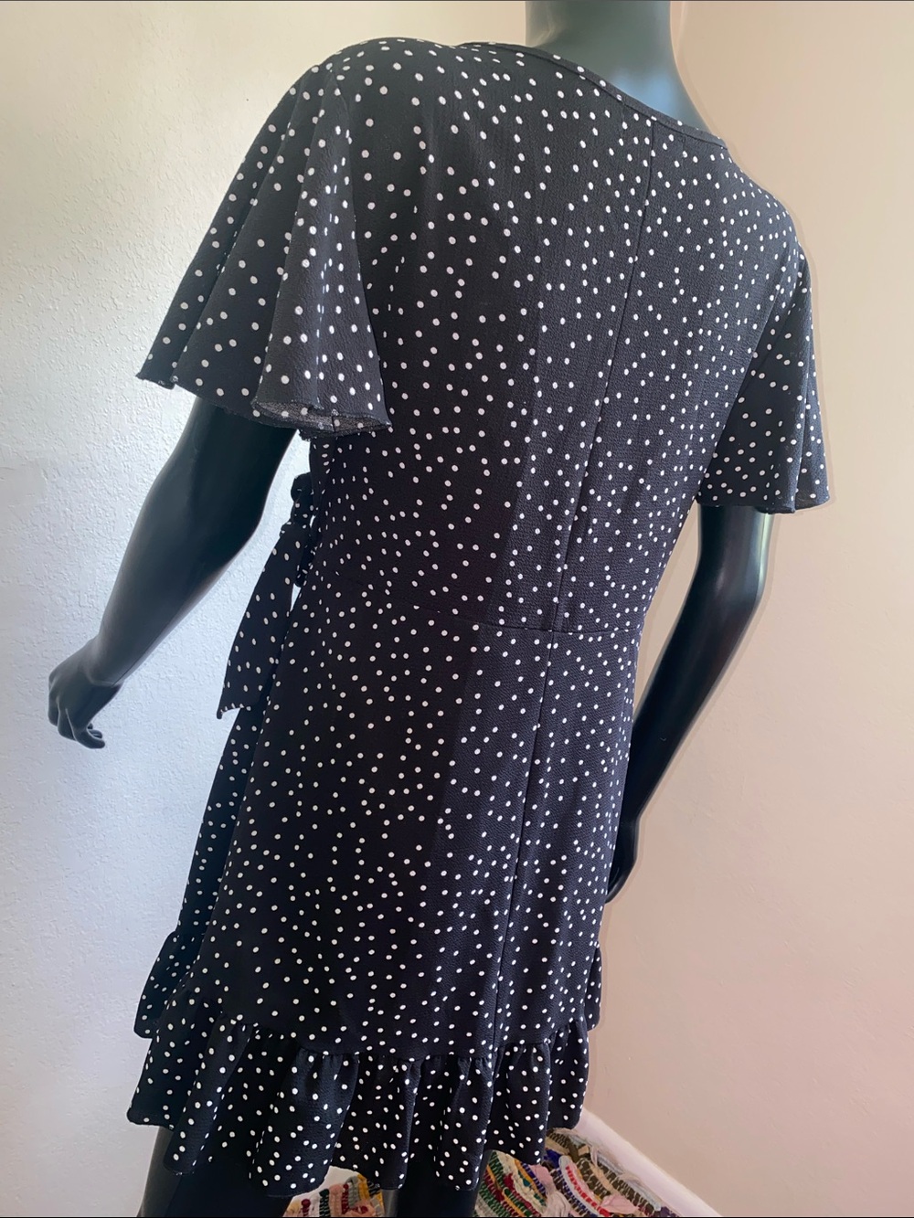 Black Polka Dot Wrap Around Dress After Beach Dress - Picture 5 of 12